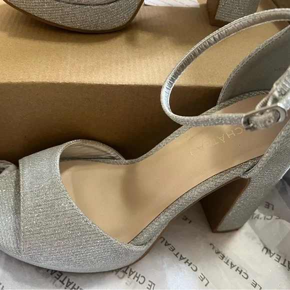Le Chateau Sparkling Silver Women's Heels - Picture 2 of 6